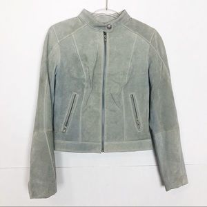 EUC Gipsy Mint/ grey suede leather Moto Jacket
